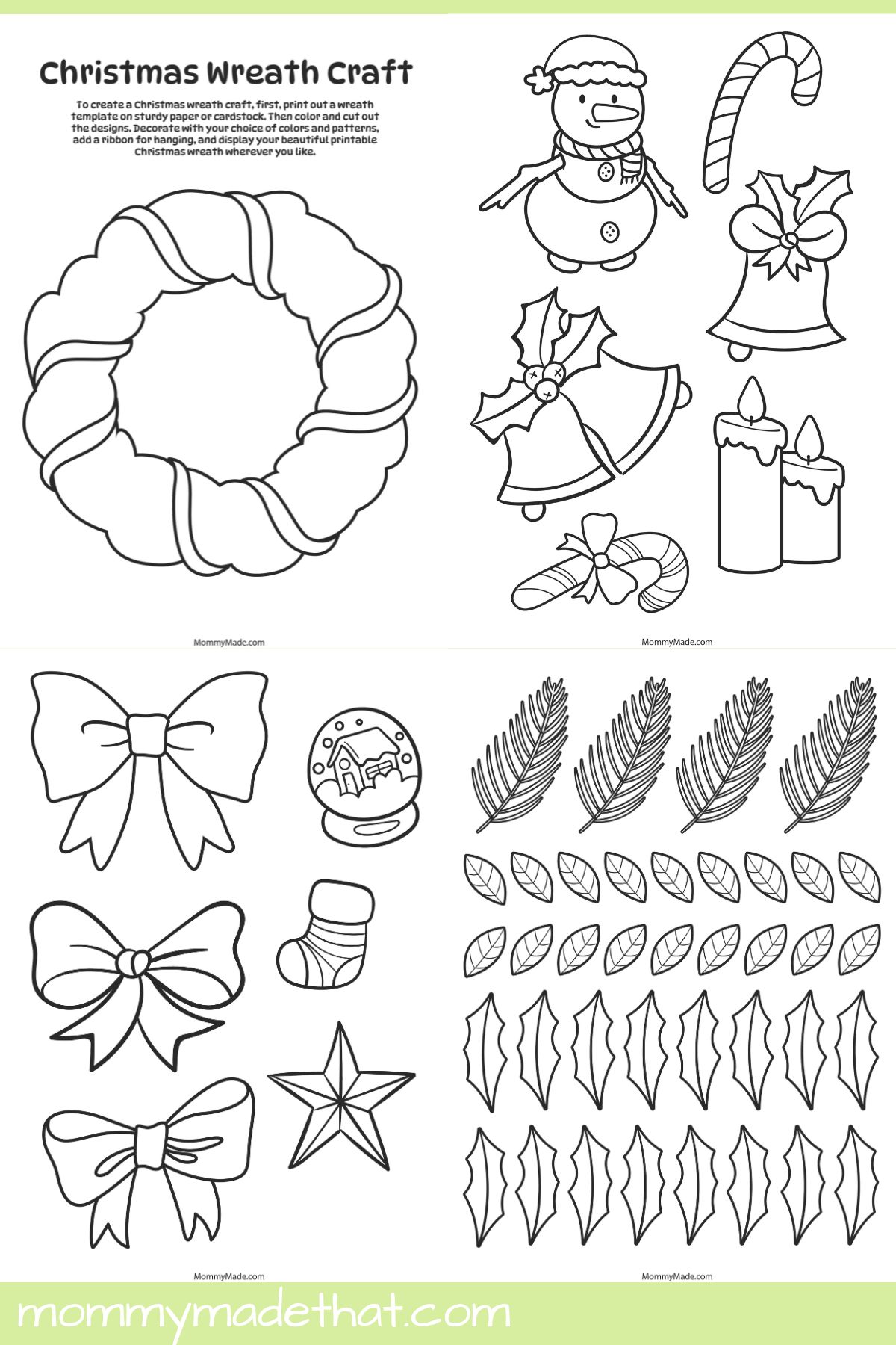 printable christmas wreath craft (free templates)